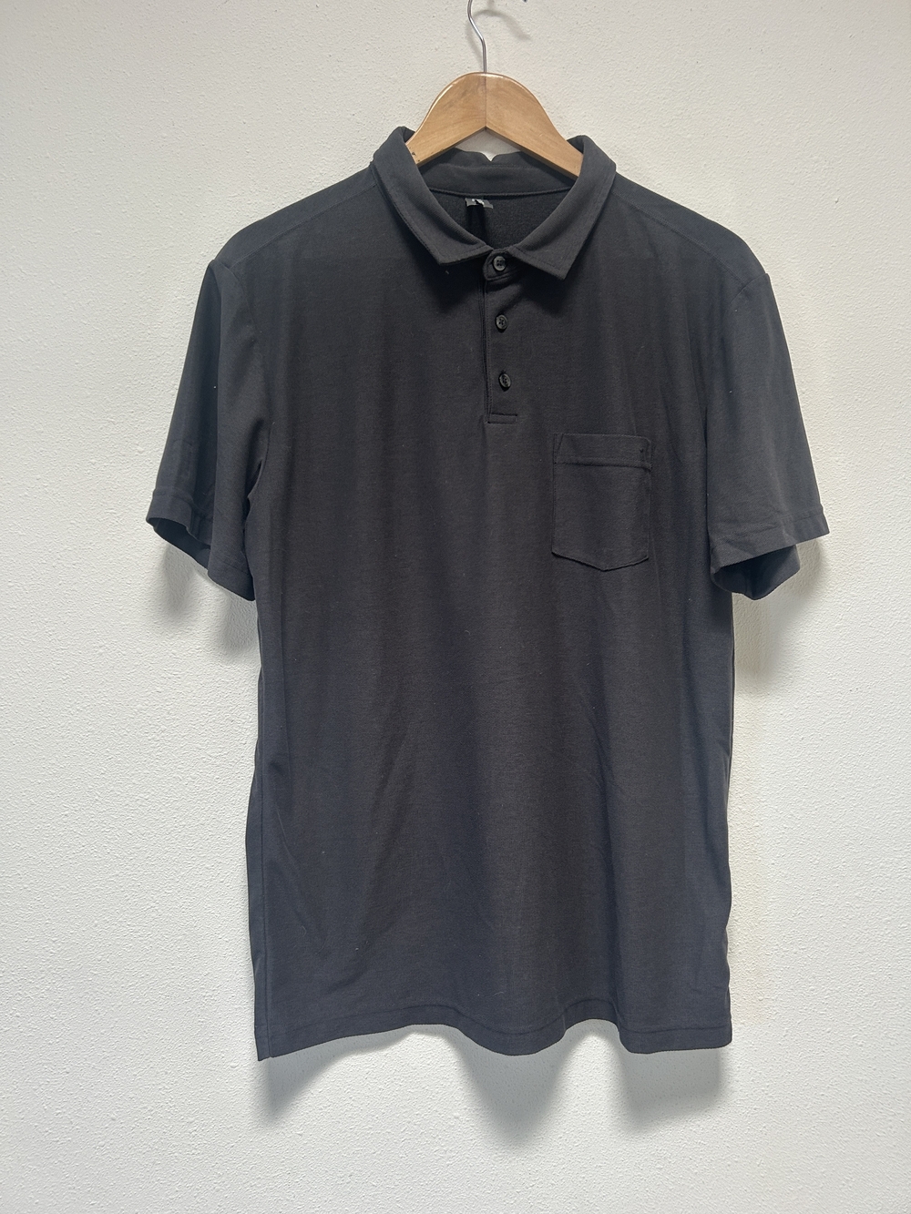 Vuori Black Short-Sleeve Polo with Chest Pocket